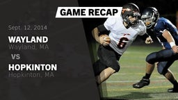 Recap: Wayland  vs. Hopkinton  2014