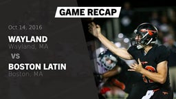 Recap: Wayland  vs. Boston Latin  2016