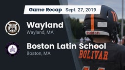 Recap: Wayland  vs. Boston Latin School 2019