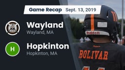 Recap: Wayland  vs. Hopkinton  2019