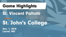 St. Vincent Pallotti  vs St. John's College  Game Highlights - Dec. 1, 2018