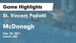 St. Vincent Pallotti  vs McDonogh  Game Highlights - Feb. 20, 2021