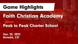 Faith Christian Academy vs Peak to Peak Charter School Game Highlights - Jan. 25, 2022