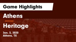Athens  vs Heritage  Game Highlights - Jan. 3, 2020