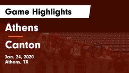 Athens  vs Canton  Game Highlights - Jan. 24, 2020