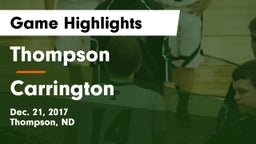 Thompson  vs Carrington  Game Highlights - Dec. 21, 2017