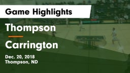 Thompson  vs Carrington  Game Highlights - Dec. 20, 2018