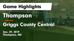 Thompson  vs Griggs County Central  Game Highlights - Jan. 29, 2019