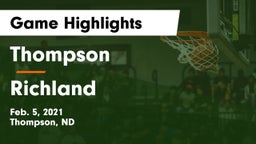 Thompson  vs Richland  Game Highlights - Feb. 5, 2021
