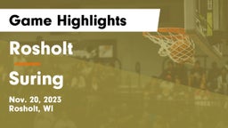 Rosholt  vs Suring  Game Highlights - Nov. 20, 2023