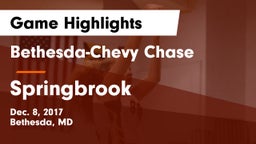 Bethesda-Chevy Chase  vs Springbrook  Game Highlights - Dec. 8, 2017