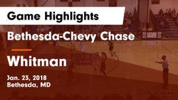 Bethesda-Chevy Chase  vs Whitman  Game Highlights - Jan. 23, 2018