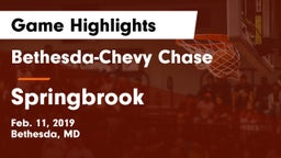 Bethesda-Chevy Chase  vs Springbrook  Game Highlights - Feb. 11, 2019