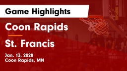 Coon Rapids  vs St. Francis  Game Highlights - Jan. 13, 2020