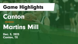 Canton  vs Martins Mill  Game Highlights - Dec. 5, 2023