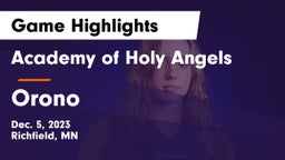 Academy of Holy Angels  vs Orono  Game Highlights - Dec. 5, 2023