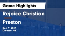 Rejoice Christian  vs Preston Game Highlights - Dec. 9, 2017