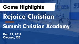 Rejoice Christian  vs Summit Christian Academy  Game Highlights - Dec. 21, 2018