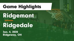 Ridgemont  vs Ridgedale  Game Highlights - Jan. 4, 2020