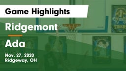 Ridgemont  vs Ada  Game Highlights - Nov. 27, 2020