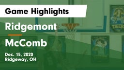 Ridgemont  vs McComb  Game Highlights - Dec. 15, 2020