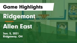 Ridgemont  vs Allen East  Game Highlights - Jan. 5, 2021