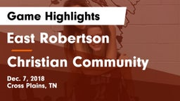 East Robertson  vs Christian Community  Game Highlights - Dec. 7, 2018