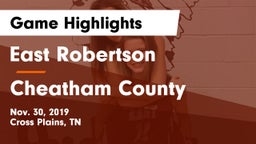 East Robertson  vs Cheatham County Game Highlights - Nov. 30, 2019