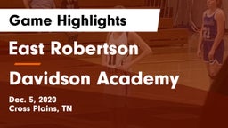 East Robertson  vs Davidson Academy  Game Highlights - Dec. 5, 2020