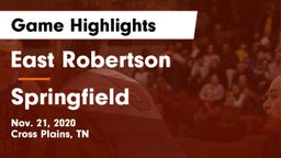 East Robertson  vs Springfield  Game Highlights - Nov. 21, 2020