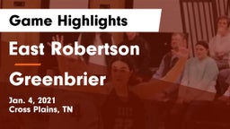 East Robertson  vs Greenbrier  Game Highlights - Jan. 4, 2021