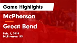 McPherson  vs Great Bend  Game Highlights - Feb. 6, 2018