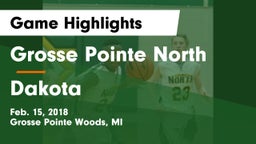 Grosse Pointe North  vs Dakota  Game Highlights - Feb. 15, 2018