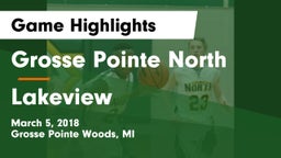 Grosse Pointe North  vs Lakeview  Game Highlights - March 5, 2018