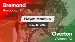 Matchup: Bremond  vs. Overton  2016
