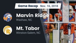 Recap: Marvin Ridge  vs. Mt. Tabor  2018