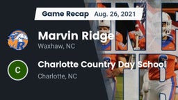 Recap: Marvin Ridge  vs. Charlotte Country Day School 2021