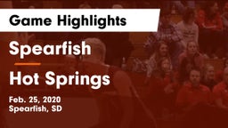Spearfish  vs Hot Springs  Game Highlights - Feb. 25, 2020
