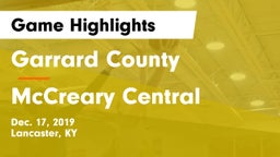 Garrard County  vs McCreary Central  Game Highlights - Dec. 17, 2019