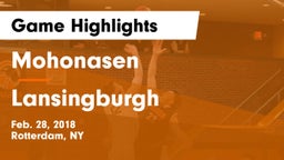 Mohonasen  vs Lansingburgh  Game Highlights - Feb. 28, 2018