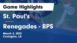 St. Paul's  vs Renegades - BPS Game Highlights - March 4, 2023