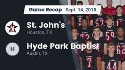 Recap: St. John's  vs. Hyde Park Baptist  2018