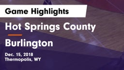 Hot Springs County  vs Burlington Game Highlights - Dec. 15, 2018