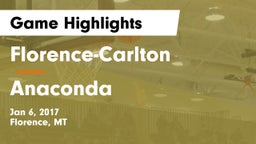 Florence-Carlton  vs Anaconda  Game Highlights - Jan 6, 2017