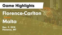 Florence-Carlton  vs Malta  Game Highlights - Dec. 9, 2018