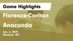 Florence-Carlton  vs Anaconda  Game Highlights - Jan. 6, 2019