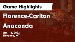 Florence-Carlton  vs Anaconda  Game Highlights - Jan. 11, 2022