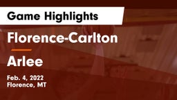 Florence-Carlton  vs Arlee Game Highlights - Feb. 4, 2022