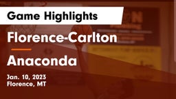 Florence-Carlton  vs Anaconda  Game Highlights - Jan. 10, 2023