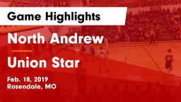 North Andrew  vs Union Star  Game Highlights - Feb. 18, 2019